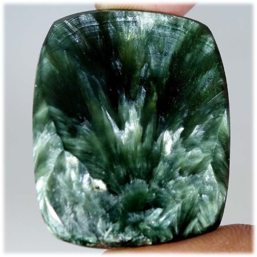 31.80 Cts Natural Cushion Cabochon Green Seraphinite Chakra Healing Pendant Gems