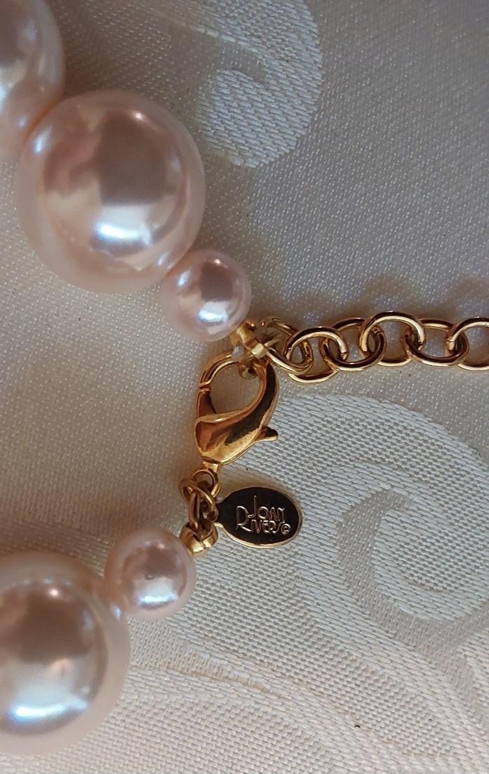 Signed Joan Rivers Light Pink Bubblegum Pearls with Pearl Heart Pendant