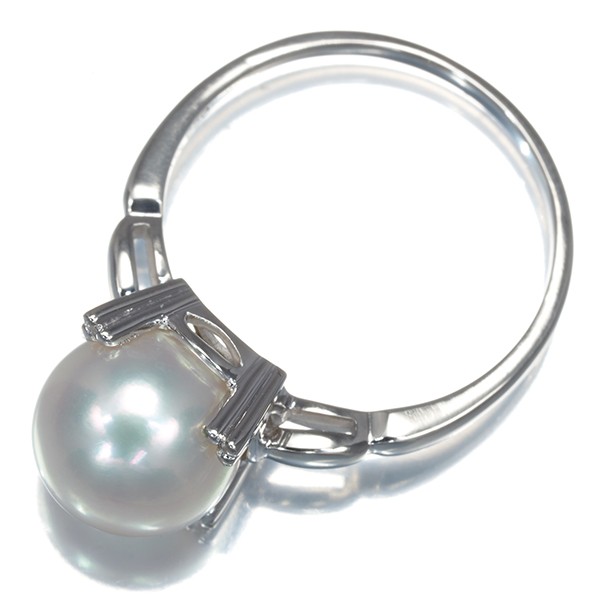 Auth Mikimoto Ring Akoya Pearl 8.7mm US6-6.25 950 Platinum