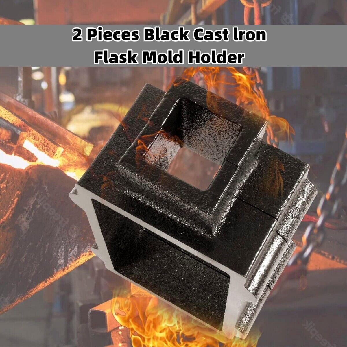 2PCS Cast Iron Flask Mold for Delft Sand Casting Jewelry Metal Making Tool