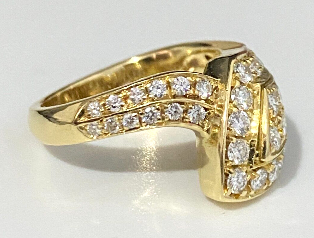 18K Yellow Gold & 0.90CT Diamond Snake Ring Size L 1/2 – 5 7/8