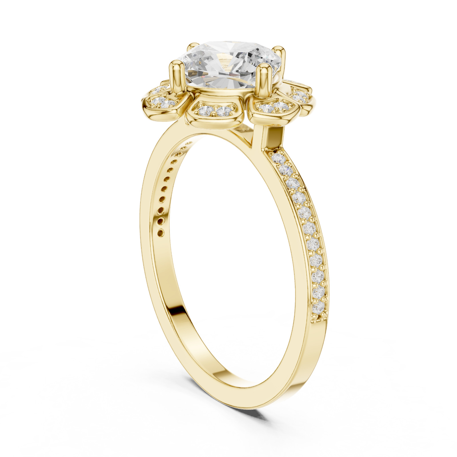 Cushion Certified 1.6 Ct Lab Grown Diamond Anniversary Cosmos Ring 14K Gold Over
