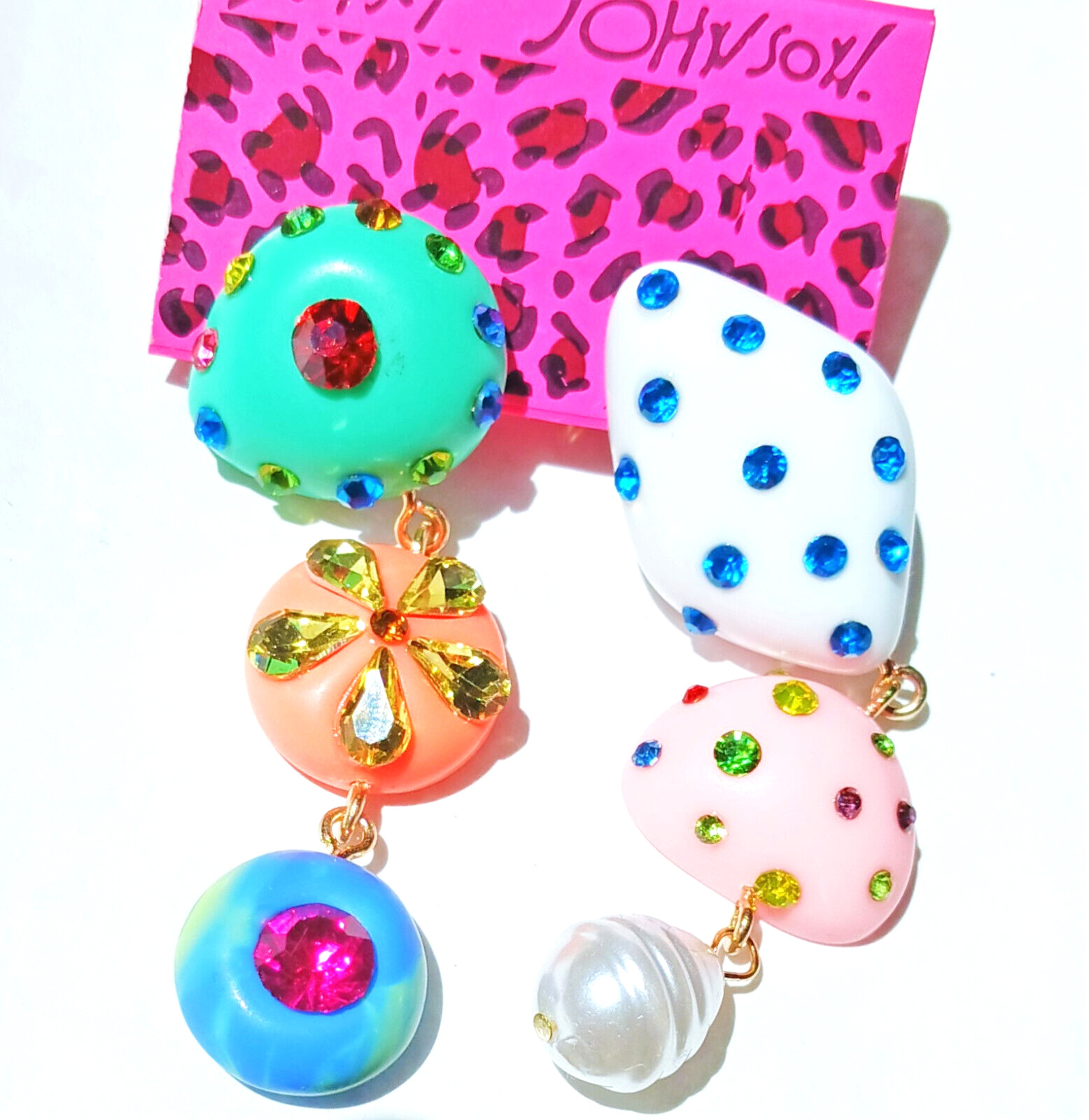 Funky RAINBOW Color FRUIT Flower Pearl TASSEL Betsey Johnson Dangle Earrings H5