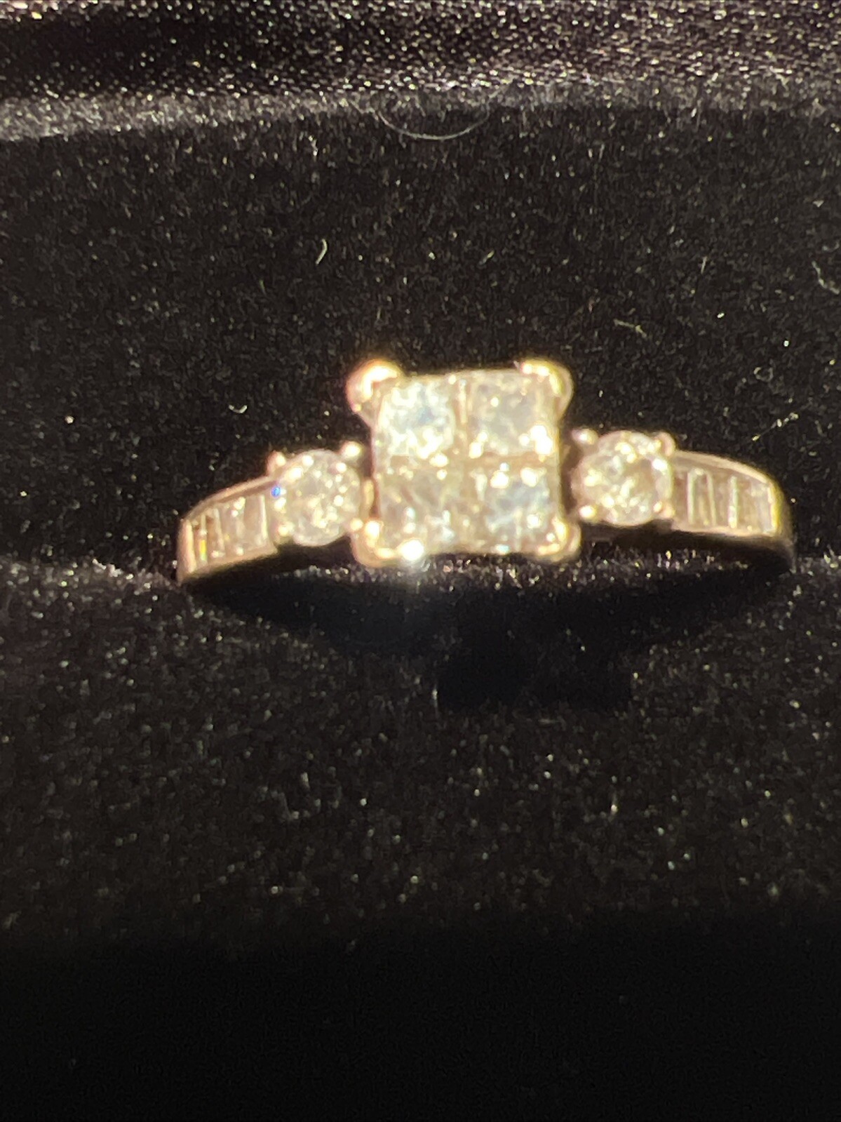 .61ctw Princess Cut Diamond Cluster Engagement Ring 10K Gold Size 7