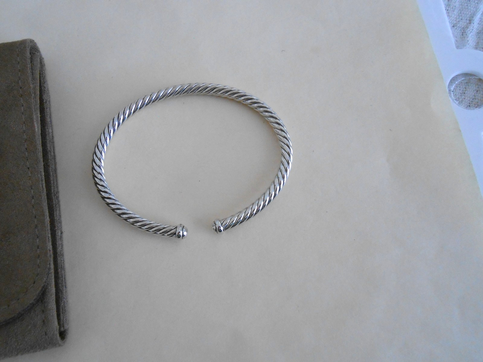 New David Yurman sterling Silver 4mm Cable Flex Bracelet 6.75″
