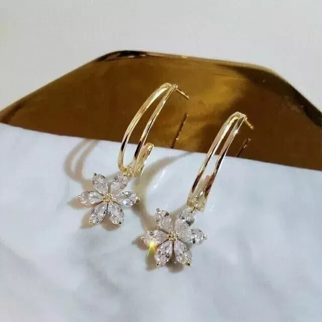 2 Ct Pear Cut Simulated Diamond Women’s Drop Earrings In 14K Yellow Gold Plated
