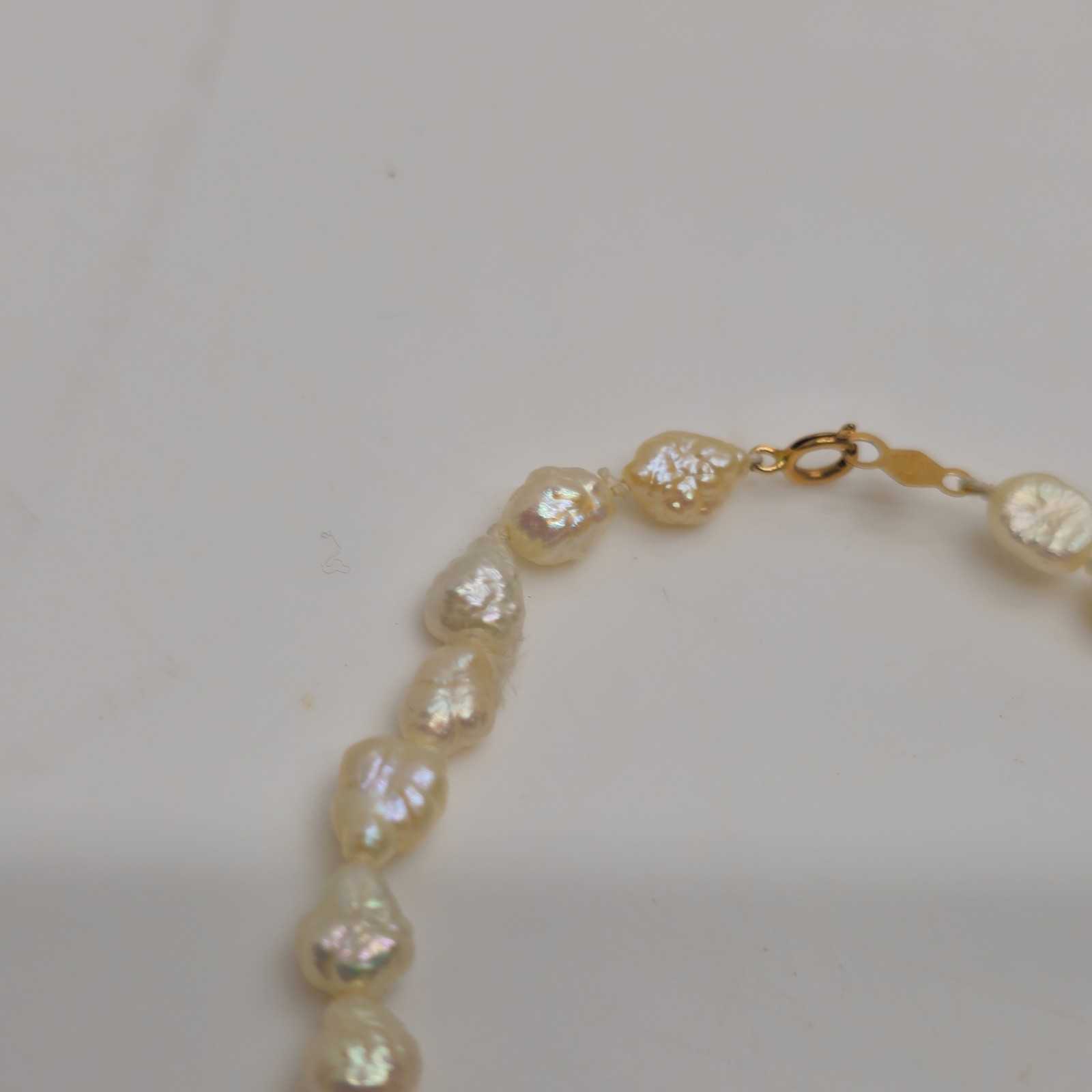 14K Rice Pearl Bracelet Black Center Stone WW Stamp Approx 7in Classic