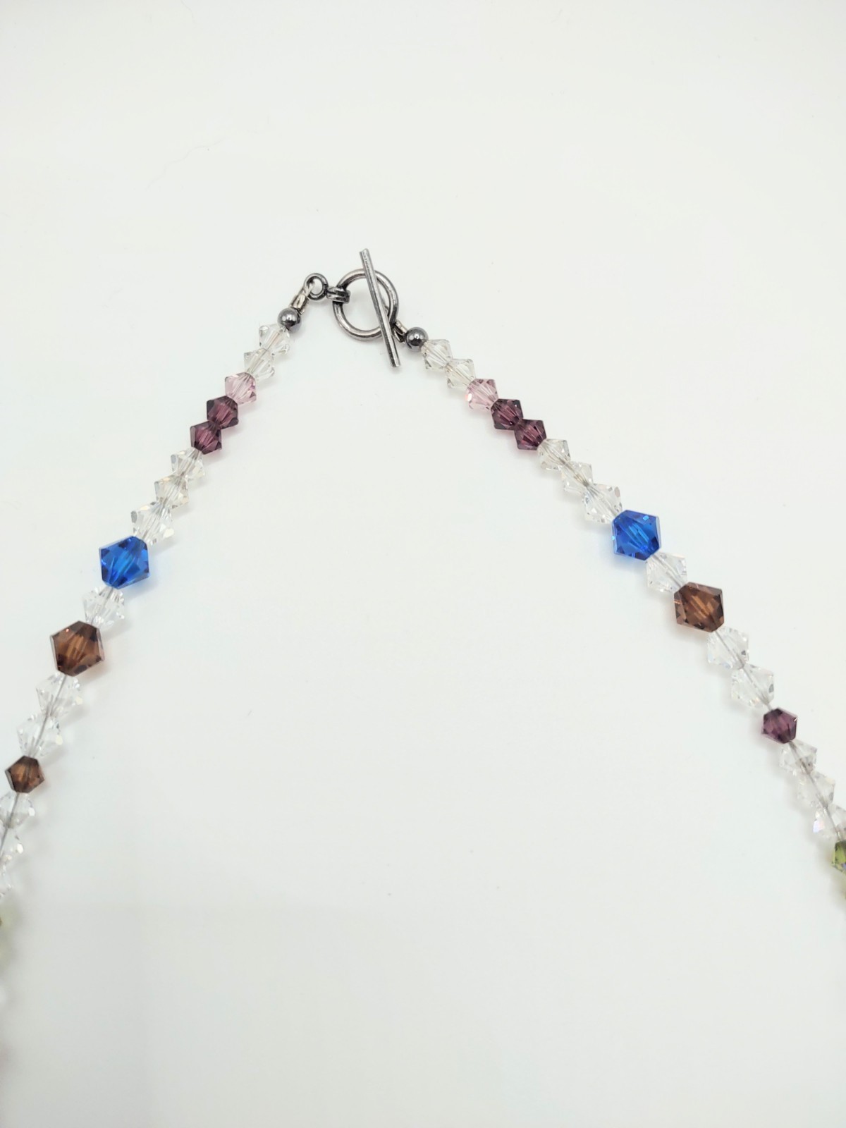 Made With Swarovski Crystals Necklace Multi Color Sterling Silver Clasp Fashion