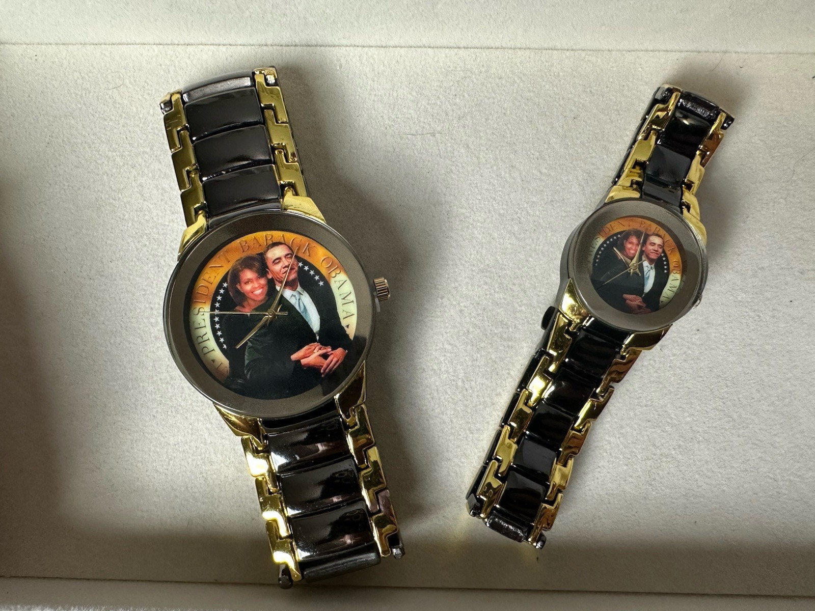 RARE Charles Raymond President Barack Obama Michelle Obama Watch Set No4324 NOS