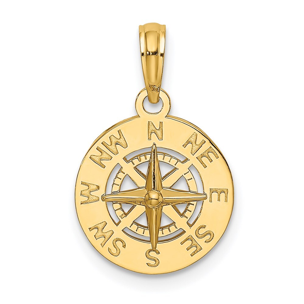 14K Yellow Gold Mini Nautical Compass Charm Pendant 1.78gm L-19.4mm W-12.9mm