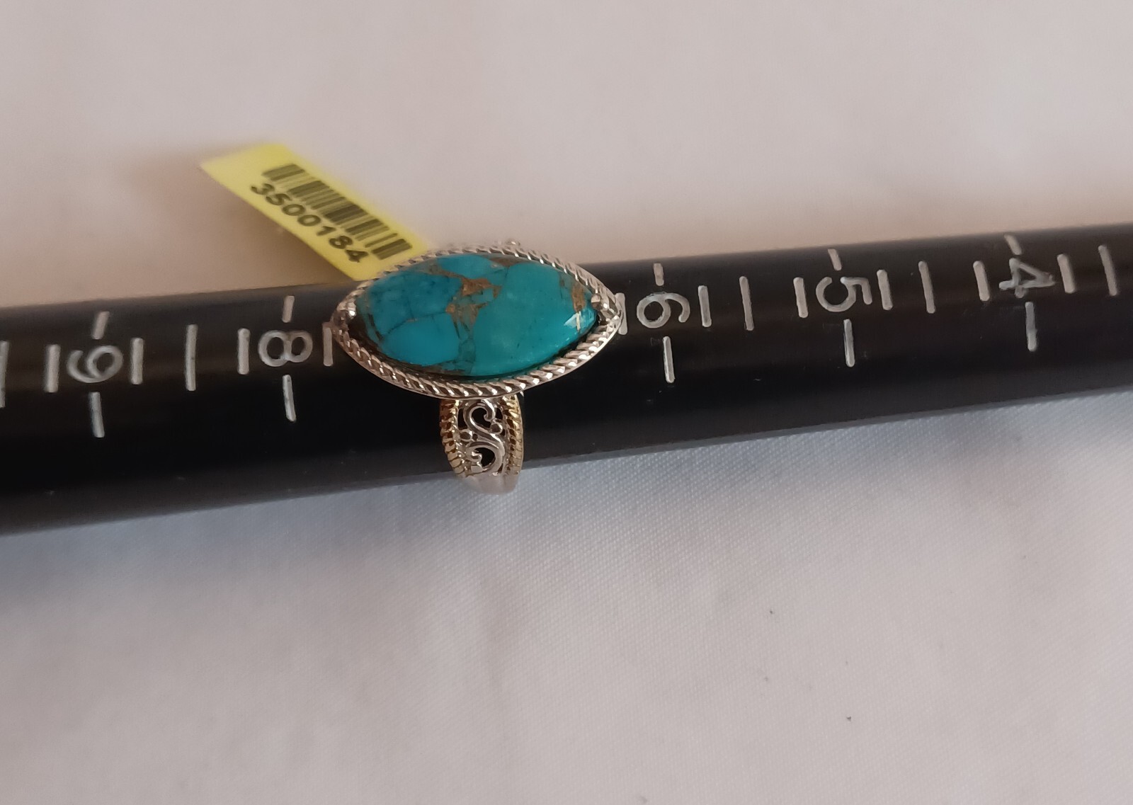 Natural Blue Copper Infused Turquoise Gemstone Women .925 Streling Size 7