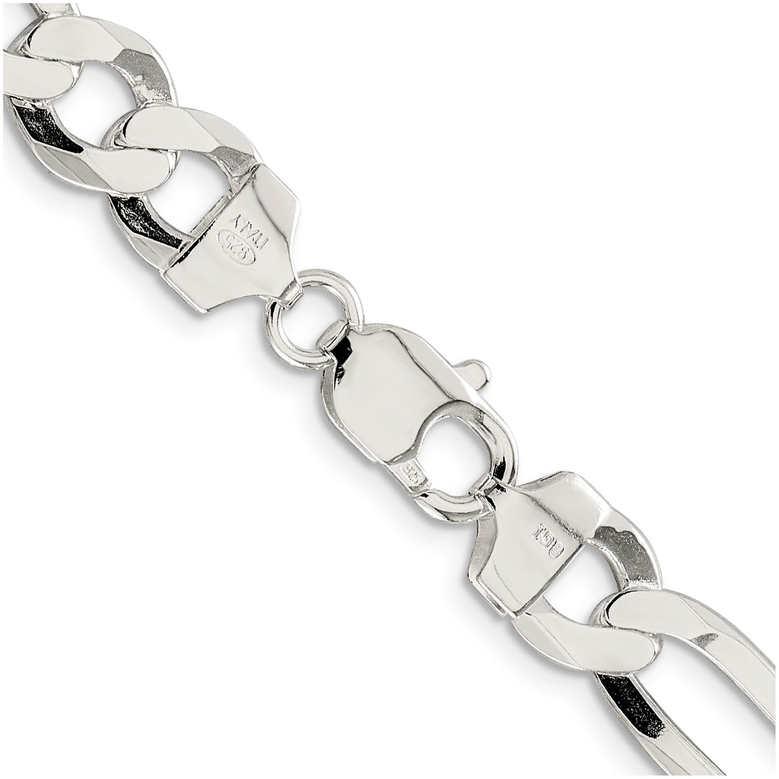 925 Sterling Silver 9.5mm Figaro Chain Necklace 20 Inch Mens Womens
