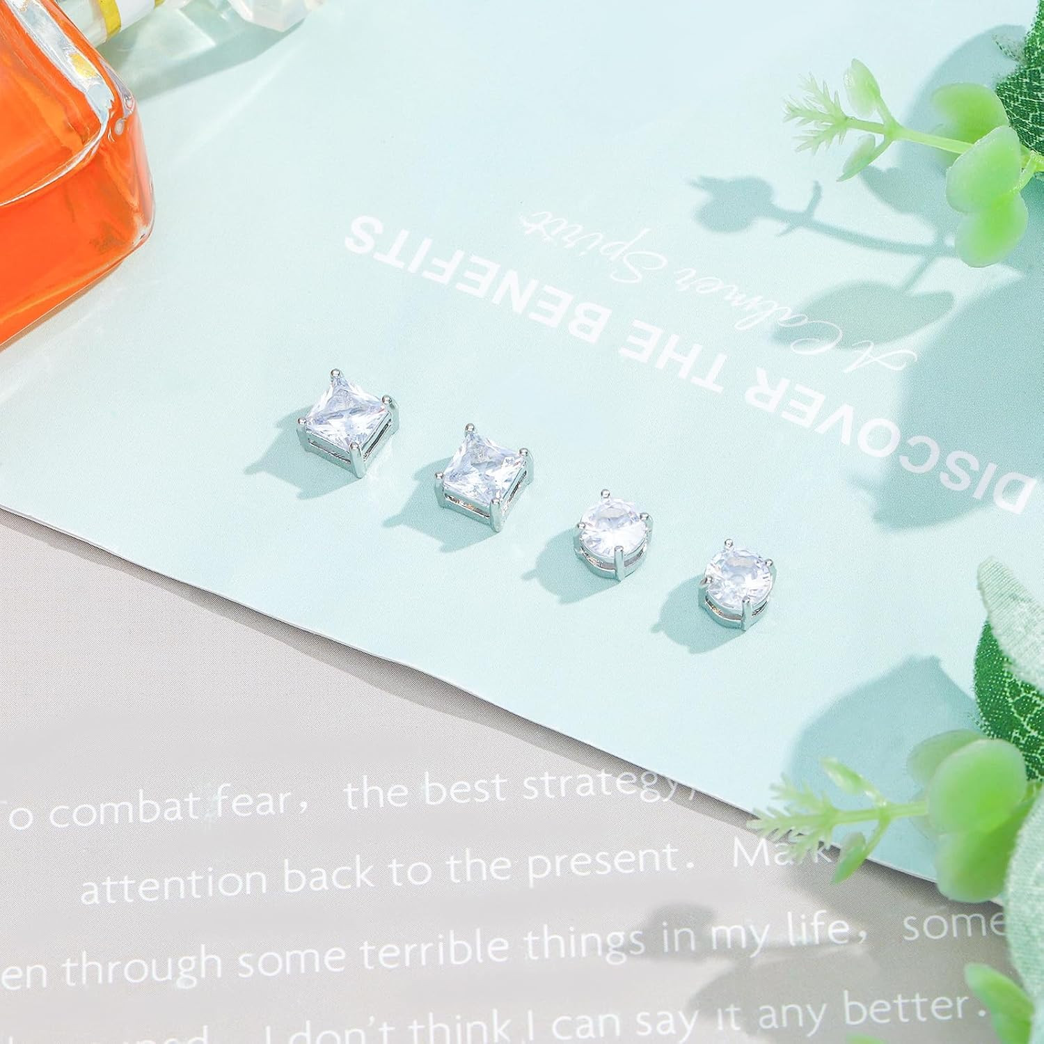 NEWITIN 2 Pairs Stainless Steel Magnetic Stud Earrings for Men Clip on Earring M