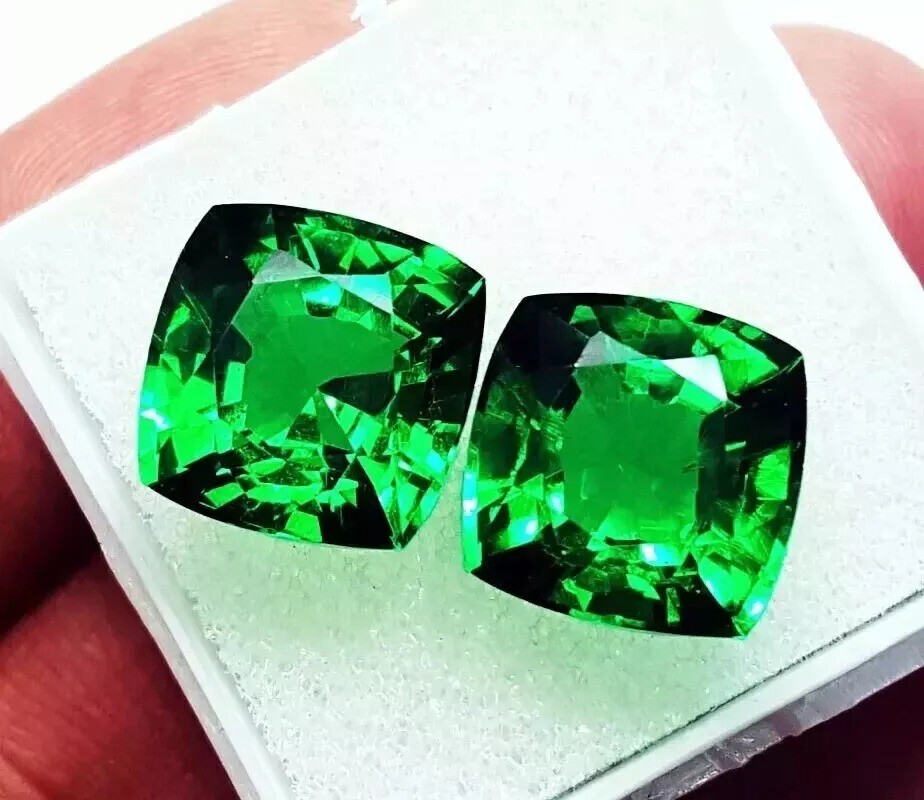 Natural Colombian Emerald Pair 18-20Ct Cushion Cut Loose Gemstone CERTIFIED