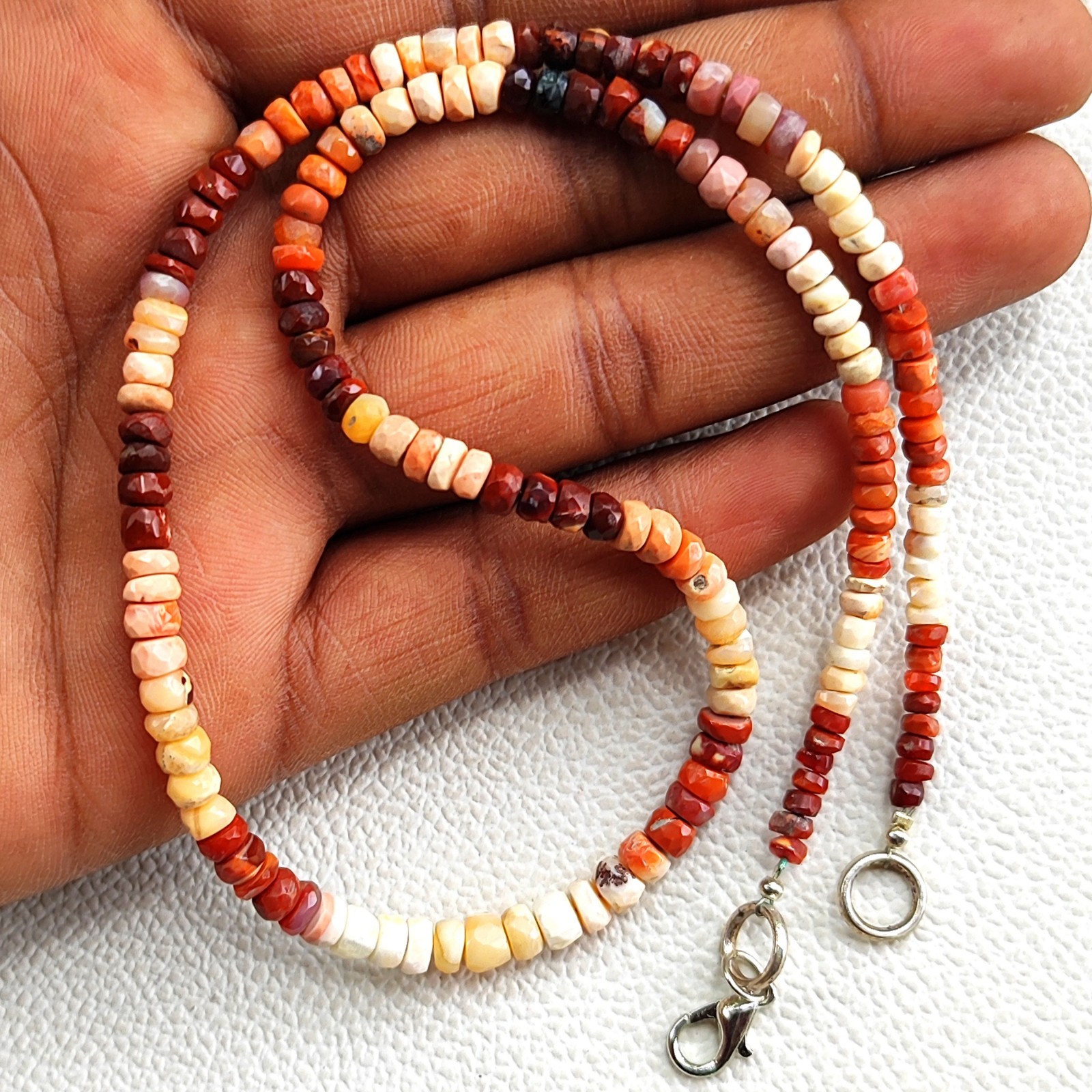 Mexican Orange Fire Opal Gemstone 4-5mm Faceted Rondelle Shape Beads 17″ Gems