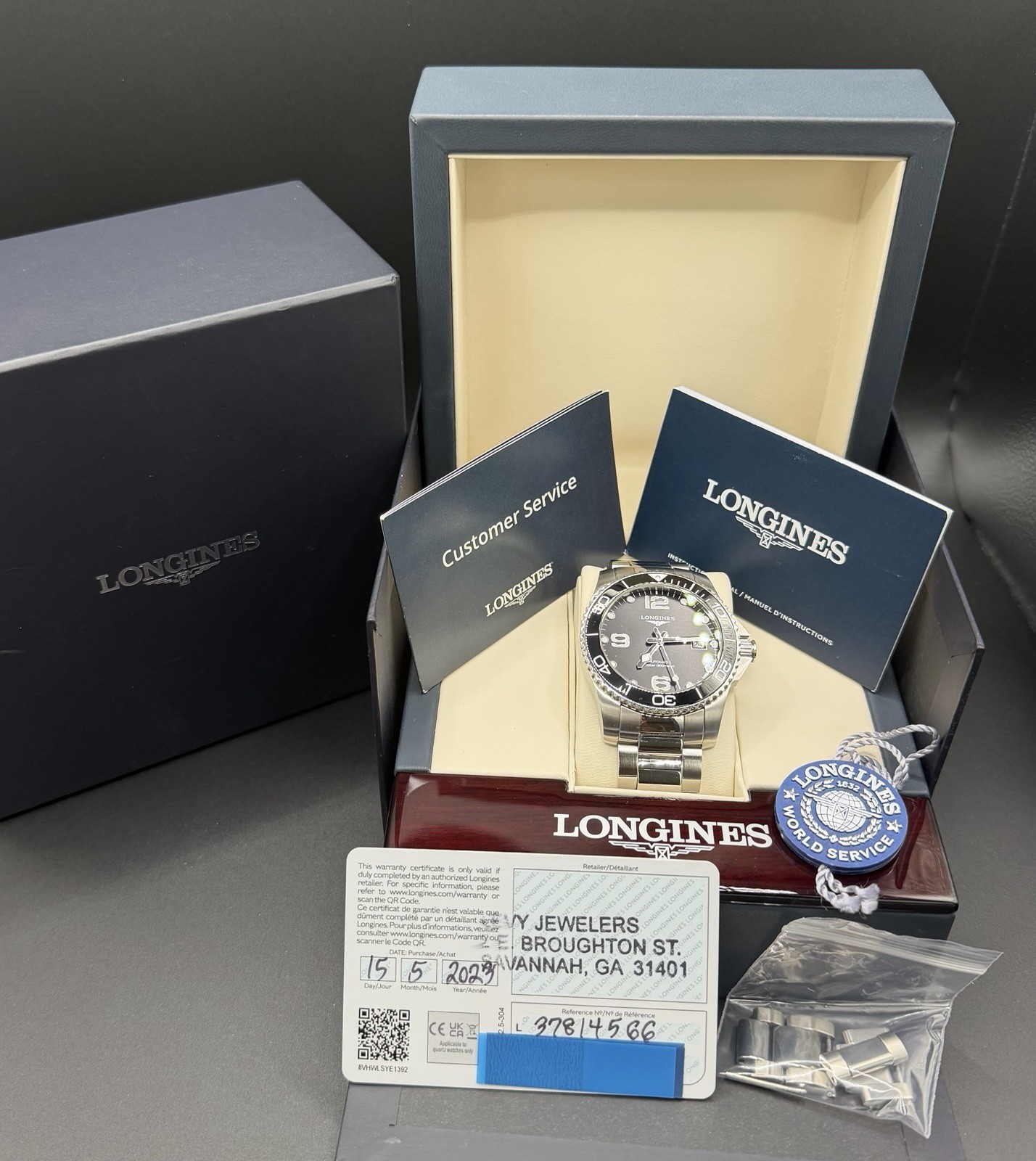 Longines HydroConquest 41mm Auto L3.781.4.56.6 Black Ceramic Full Set 2023