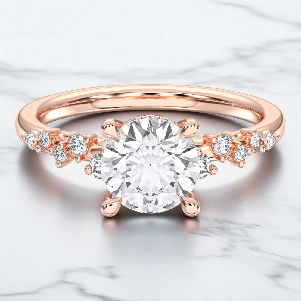 1.75 Ct Round Moissanite Stone Engagement Ring in Sterling Silver & Solid Gold