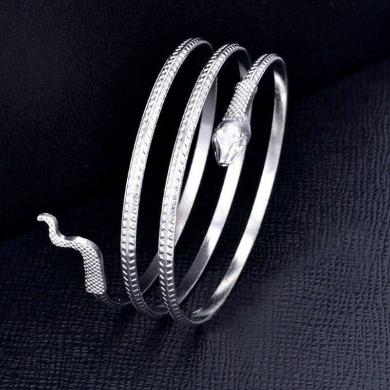 Elegant Unique 925 Sterling Silver New Charms Snake Design Bracelet Bangle Cuff
