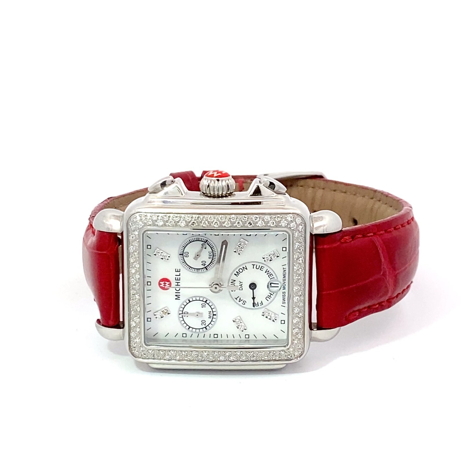 Michele Deco 33mm Steel Diamond Mother of Pearl Dial Quartz MW06P01A1046 Watch