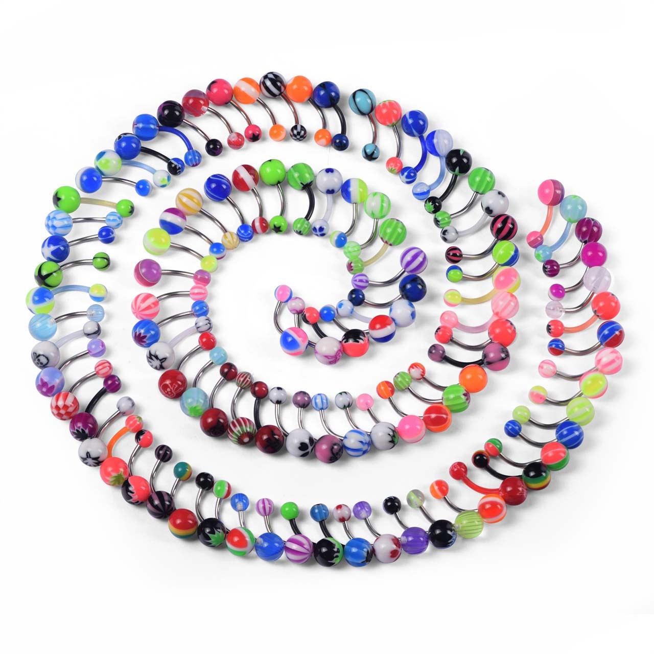 100pcs Belly Button Navel Rings Lot 14g Mix Color Stainless Barbell Wholesale