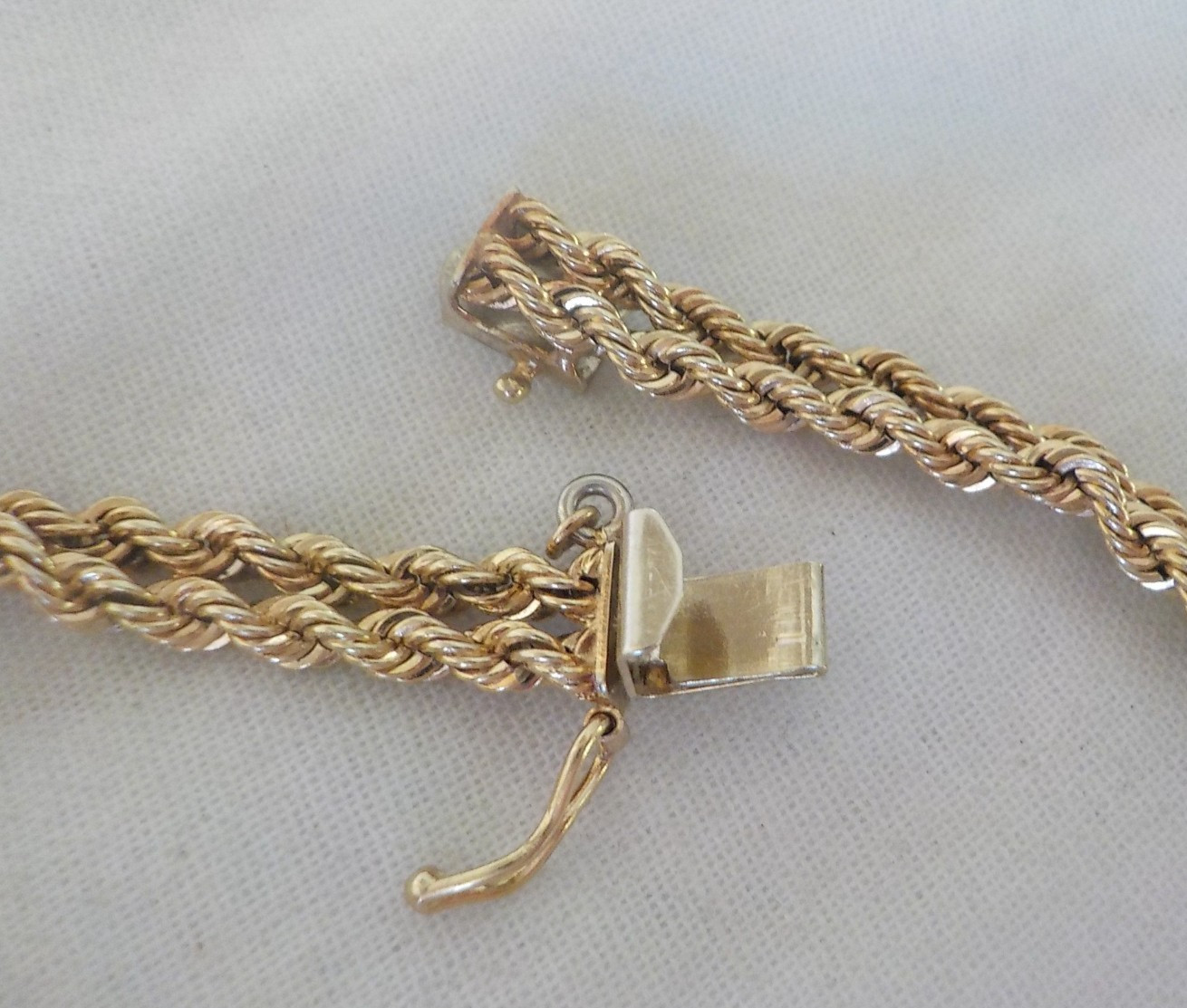 Solid 14K Yellow Gold Double Rope Sapphire Diamond Bracelet – 11.32 gms, 7.2 in