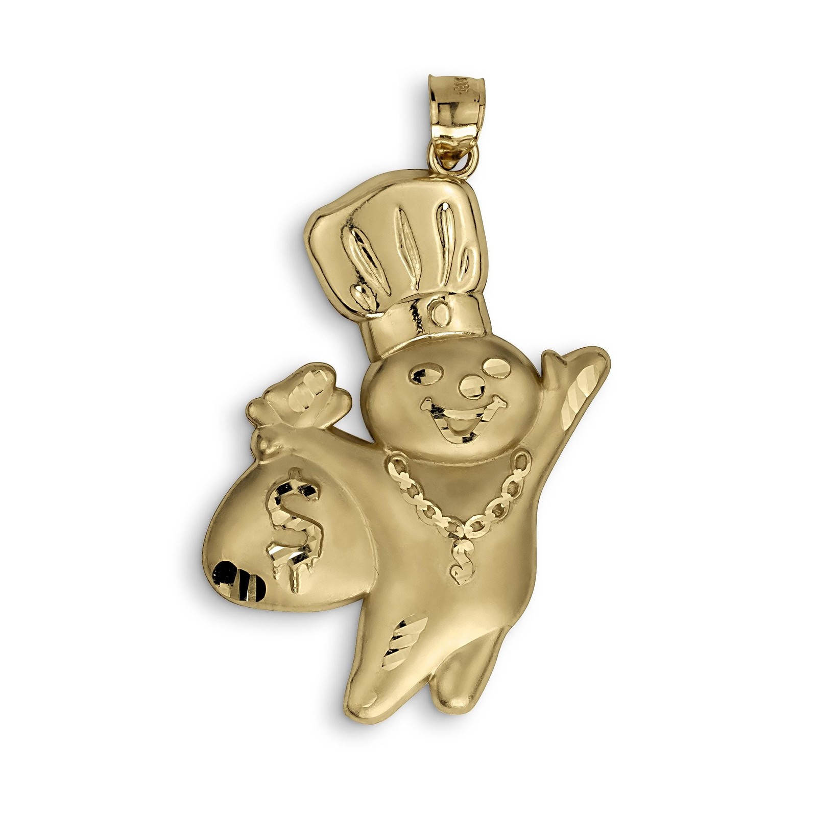 10k Gold Satin Pillsbury Doughboy DC Pendant Necklace