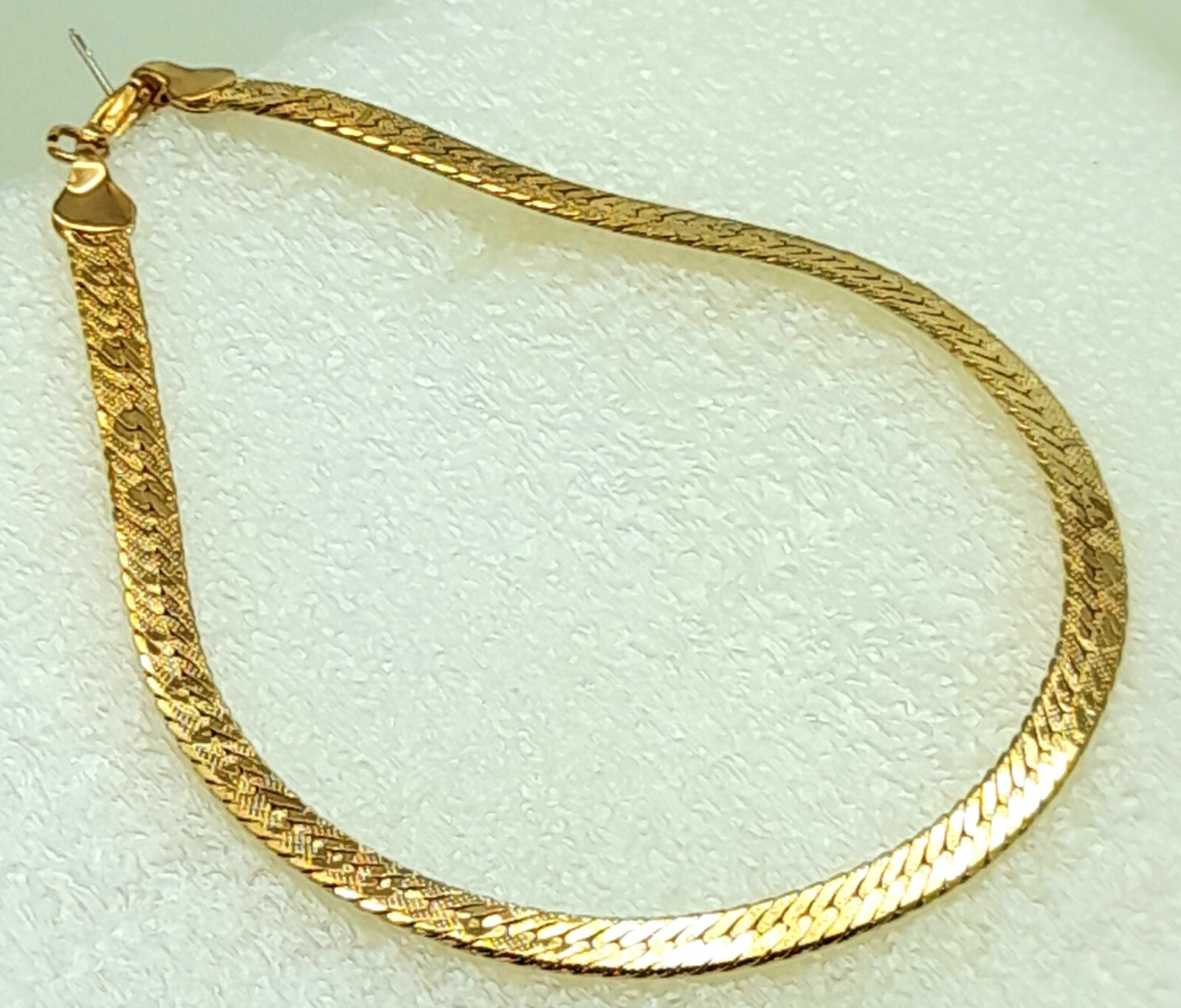 B001 GOLD PLATED UNISEX “I LOVE YOU” EMBOSSED FLEX HERRINGBONE BRACELET 9 INCH