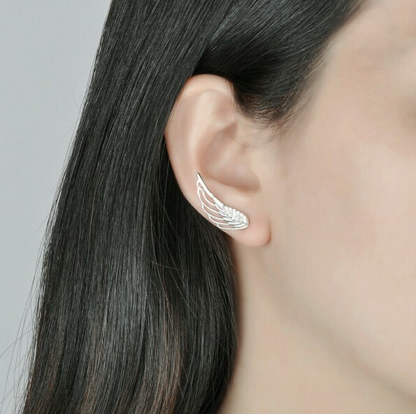 Butterfly Angel Wing Star Crawler Climber S925 Sterling Silver Ear Cuff Earrings
