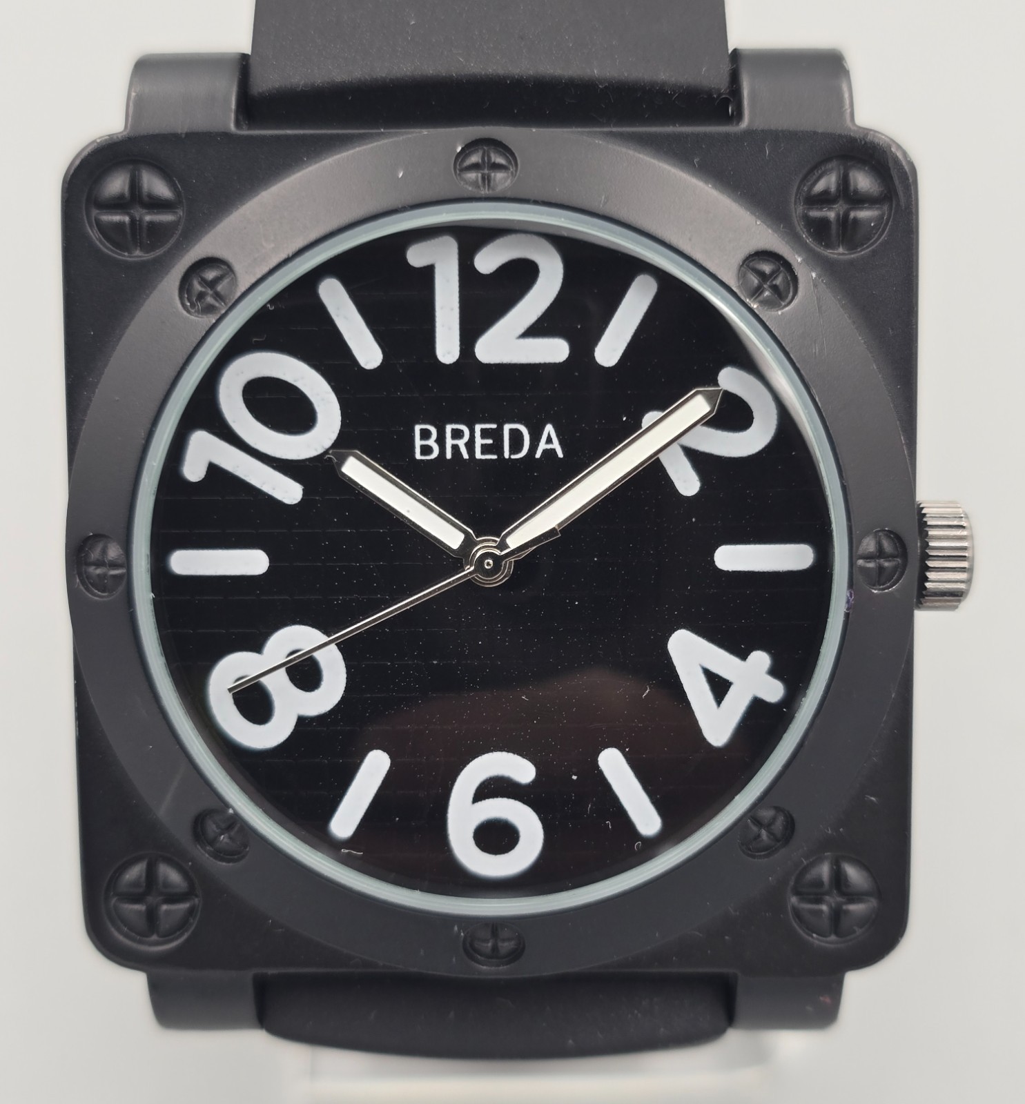 Breda Jaxon 8146 Oversized Square Watch Black Industrial Design Statement Piece