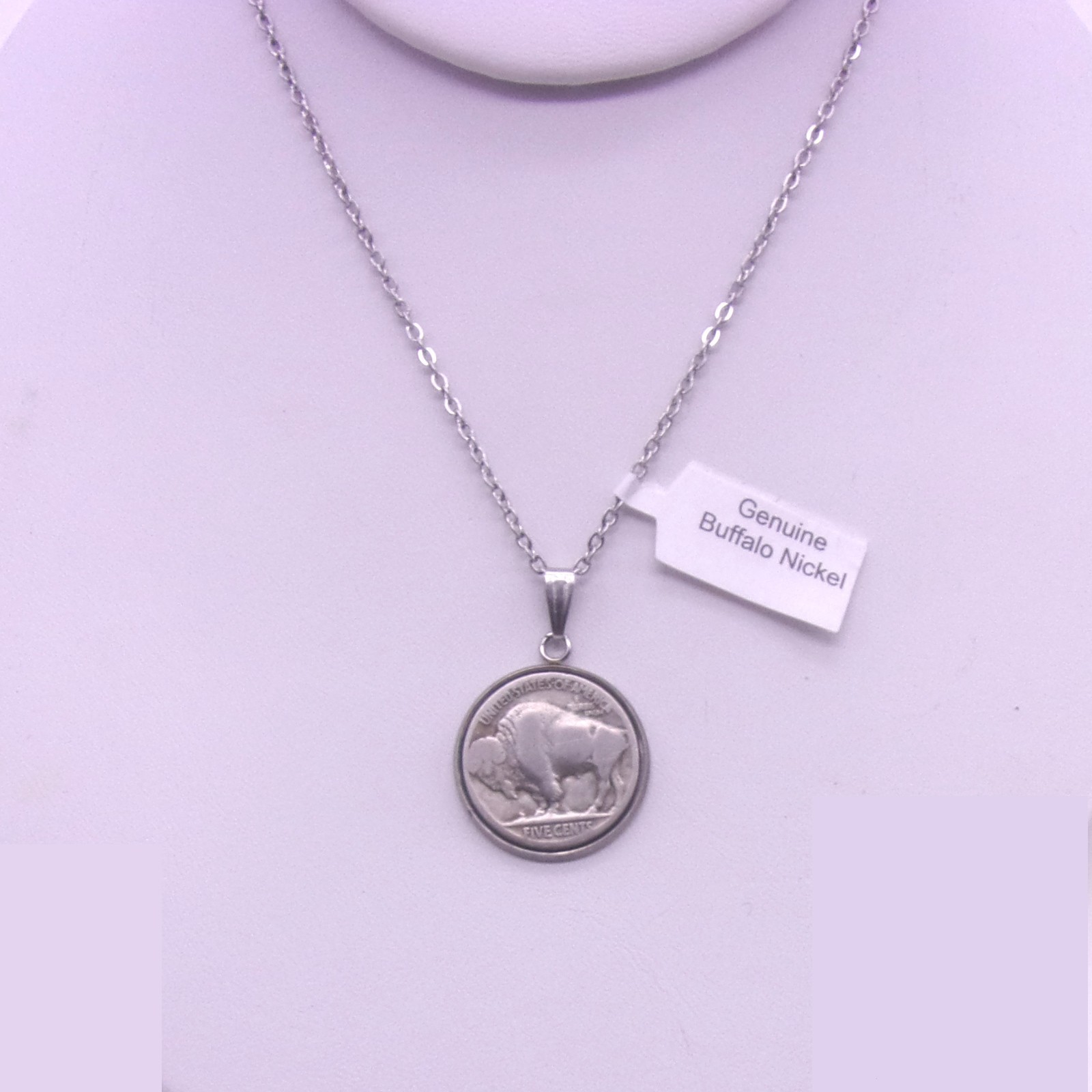 Buffalo Nickel Necklace,Buffalo Nickel Stainless Steel Necklace and Chain