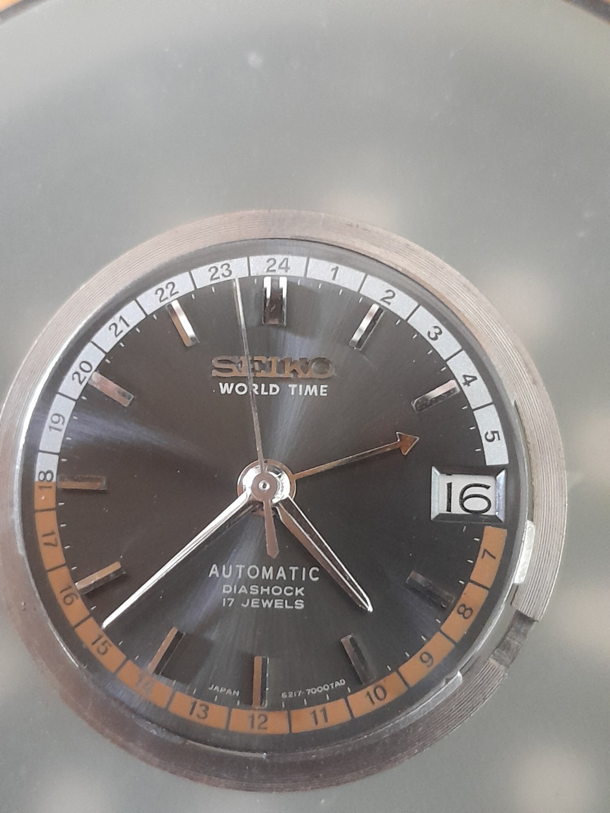 1967 SEIKO World Time 6217-7000 Rerun “64”Tokyo Olympic, Sunburst Gunmetal Dial