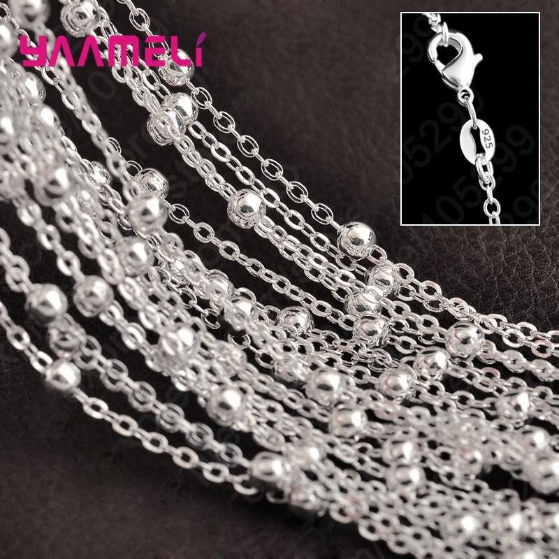 10PCS 925 Sterling Silver Necklace Chains 16-30 Inch Lobster Clasp Jewelry Makin