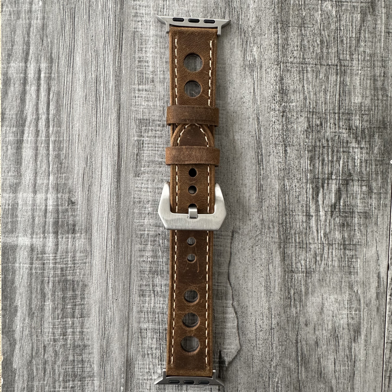 Leather Perforated Racing Rally Watch Strap Band For Apple Watch ULTRA 1 2 49mm