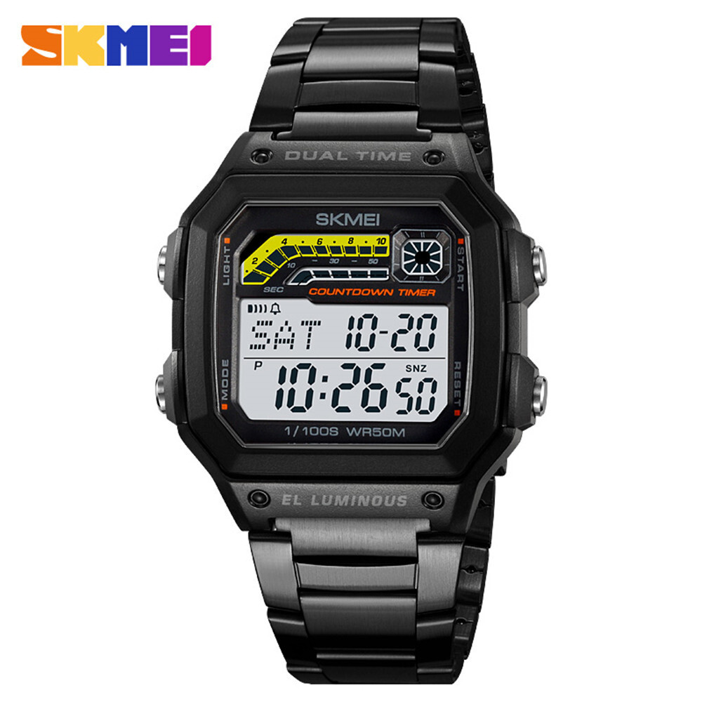 SKMEI Men Digital Watch Weekdate LED Wristwatch Male Steel Countdown Boy Watches