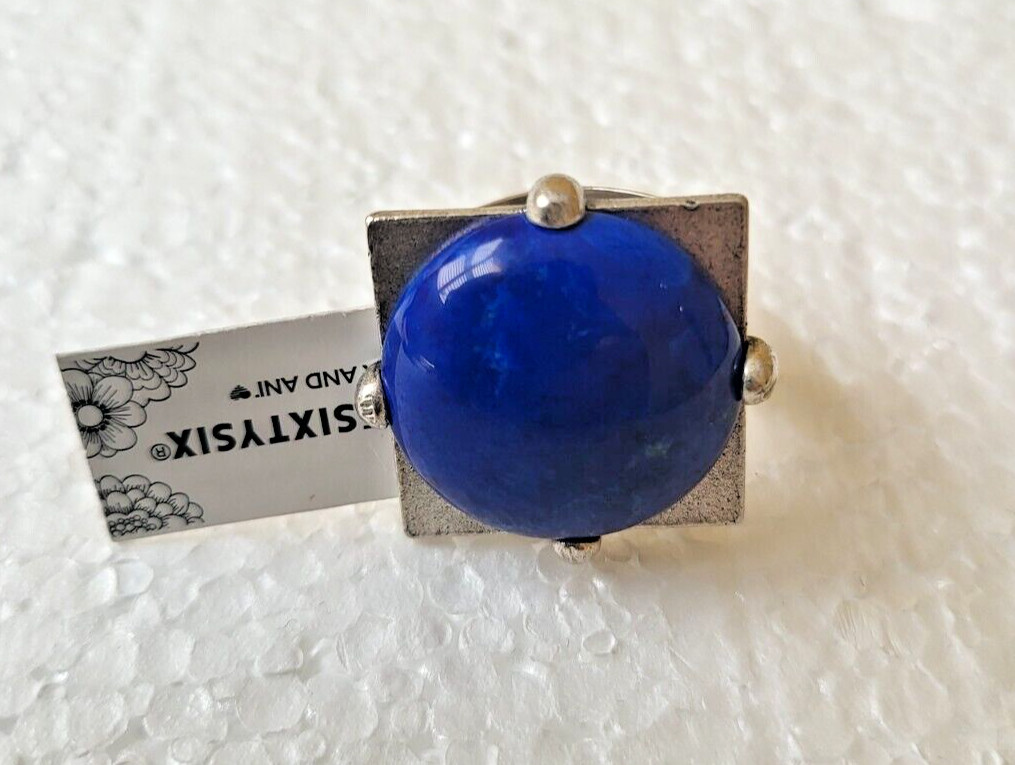 Alex and Ani Lapis Ring Vintage Sixty-Six Large Statement Pewter One Size $88