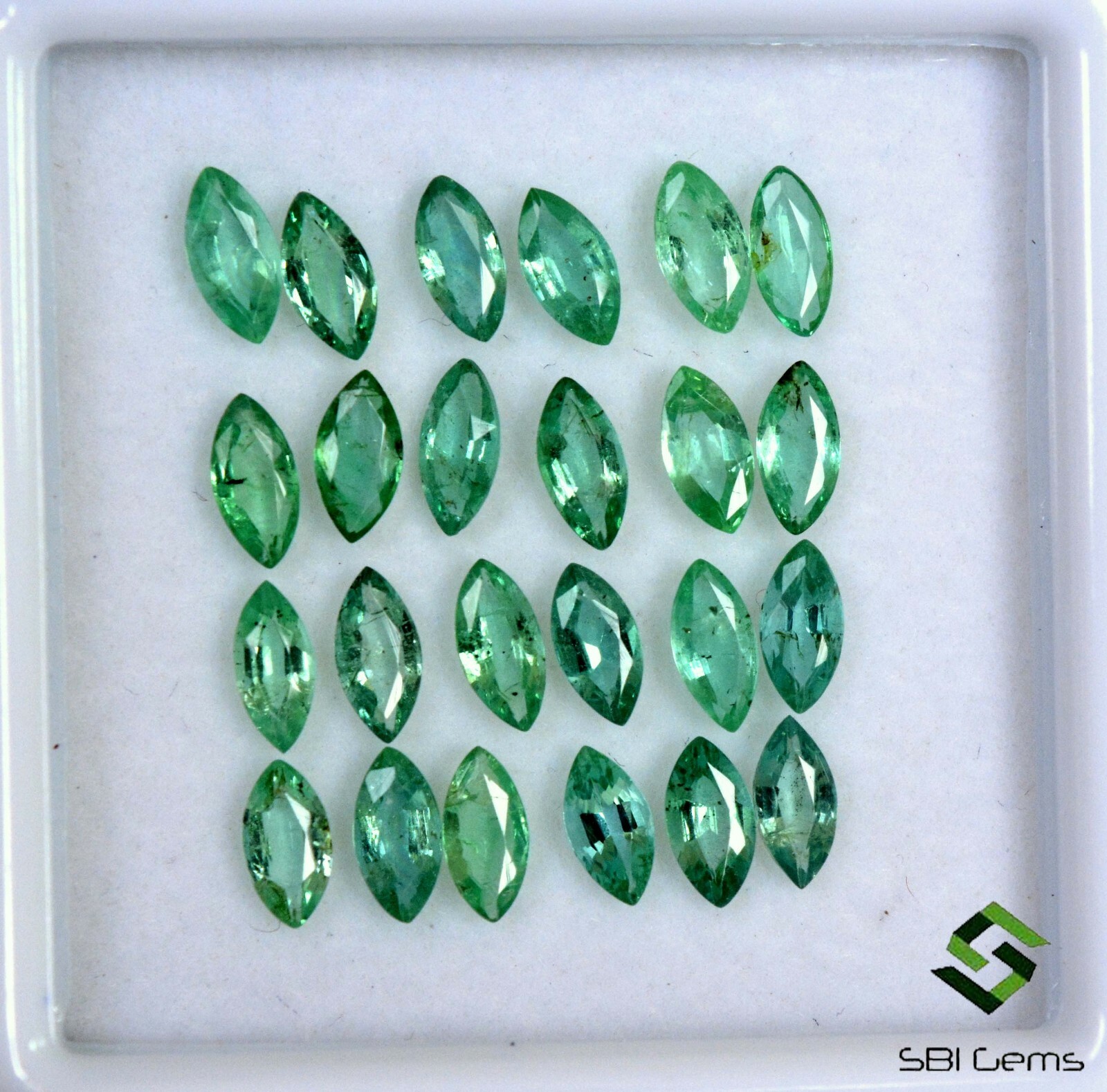 5.05 Cts Certified Natural Emerald Marquise Cut 6×3 mm Lot 24 Pcs Loose Gemstone