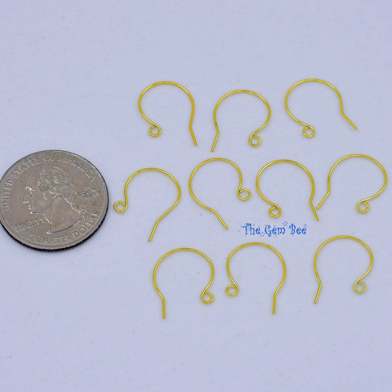 14K Solid Yellow Gold 22 Gauge French Hook Earwire with Ends 15mmx16mm PAIR