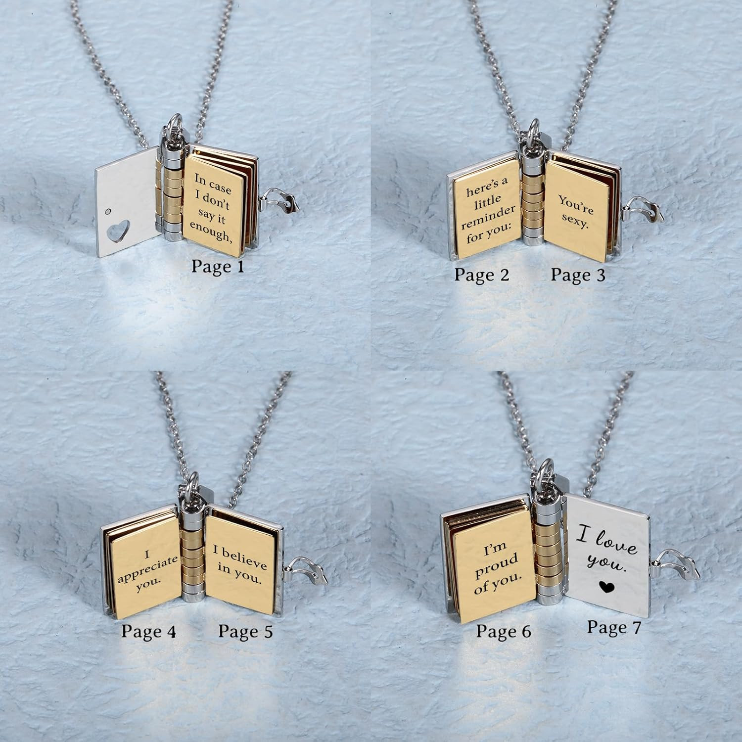 To My Love Book Necklace from Husband, I Love You Love Letter Necklace, Romantic