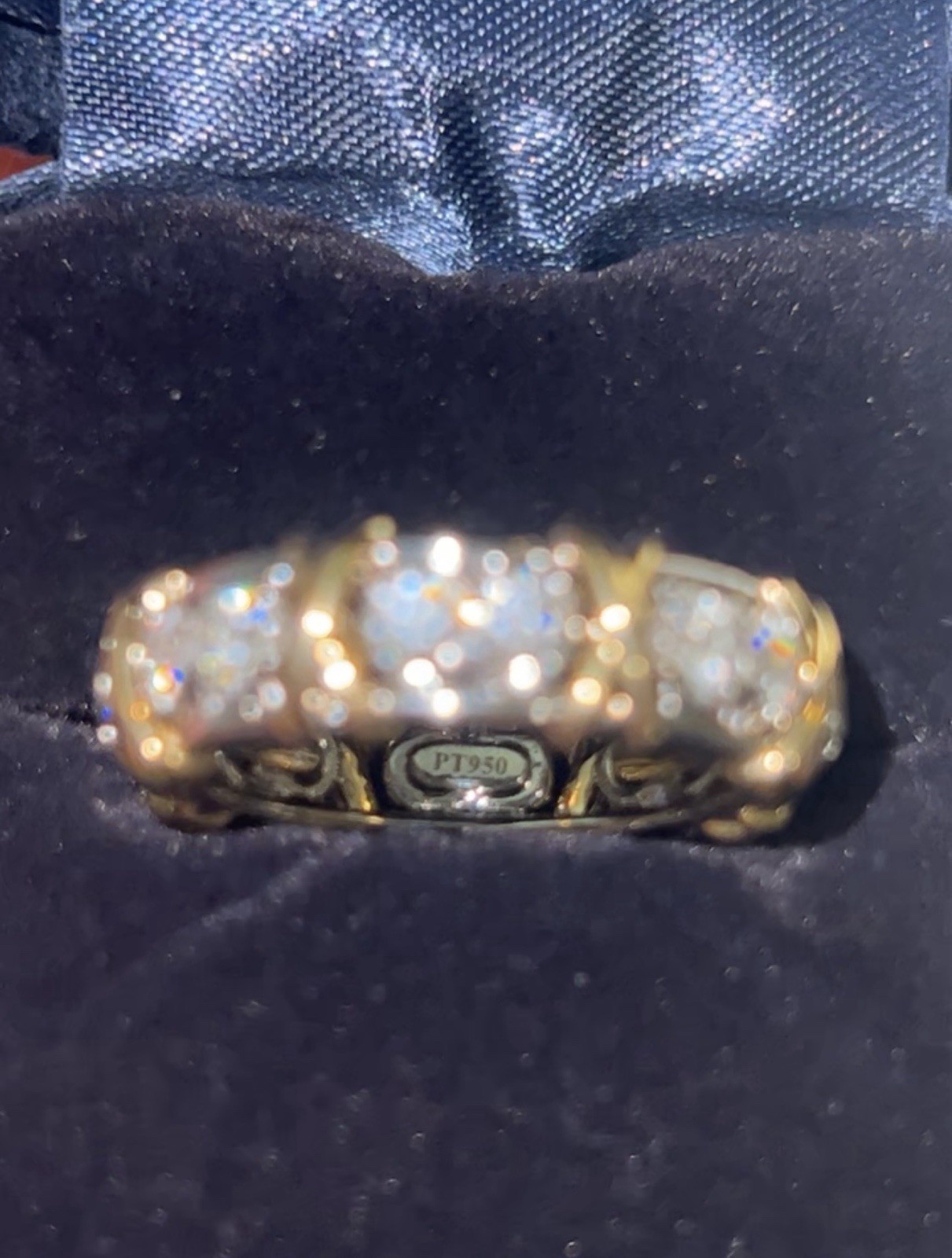 TIFFANY & CO. SCHLUMBERGER 16 STONE X DIAMOND 18K GOLD PLATINUM RING SIZE 7.0