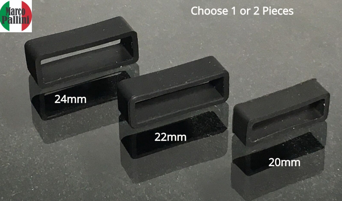 20 22 24 Black Silicone Strap Band Retainers Holder Loop Keepers 1 or 2 Pieces