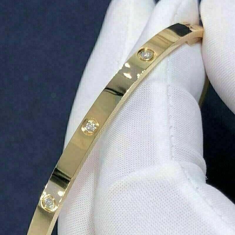 2CTW Round Certified Moissanite Bridal Bangle Bracelet 14K Yellow Gold Plated 7″