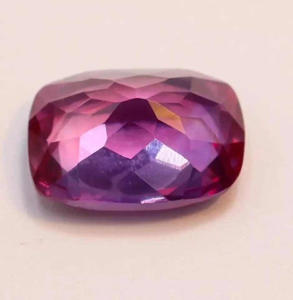AAA 9.55 Ct Lab-Created Flawless Purple Pink Montana Sapphire Cushion Cut