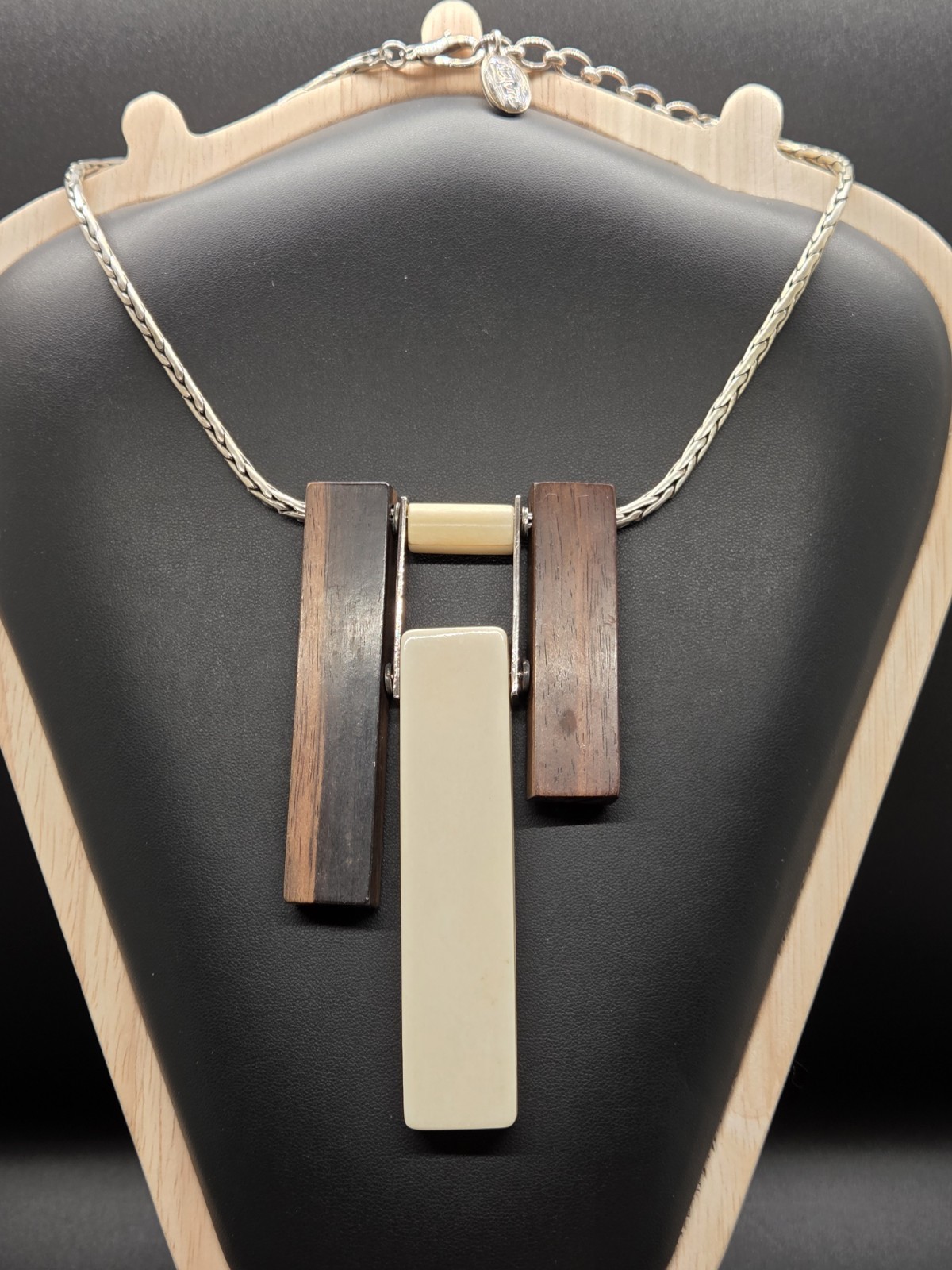 Vtg Original NATURE BIJOUX Wood Bone Bib Necklace DESIGNER JEAN-DANIEL CHRISTIN
