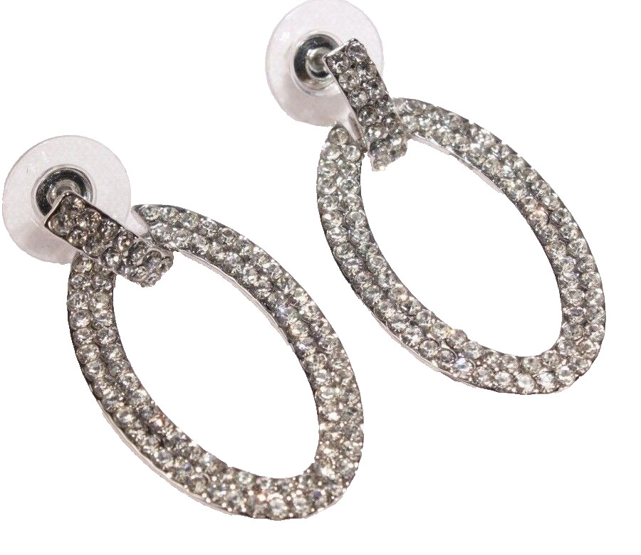 Pierced Earrings Crystal Super Bling 1.5″ Tear Drop Wedding Formal Prom Pageant