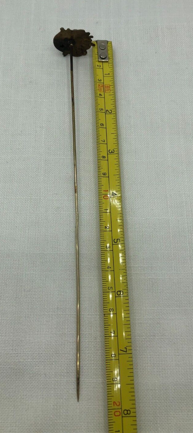 ANTIQUE VICTORIAN Fish Shape Brass Metal 7.5 Inch Long Hat Pin