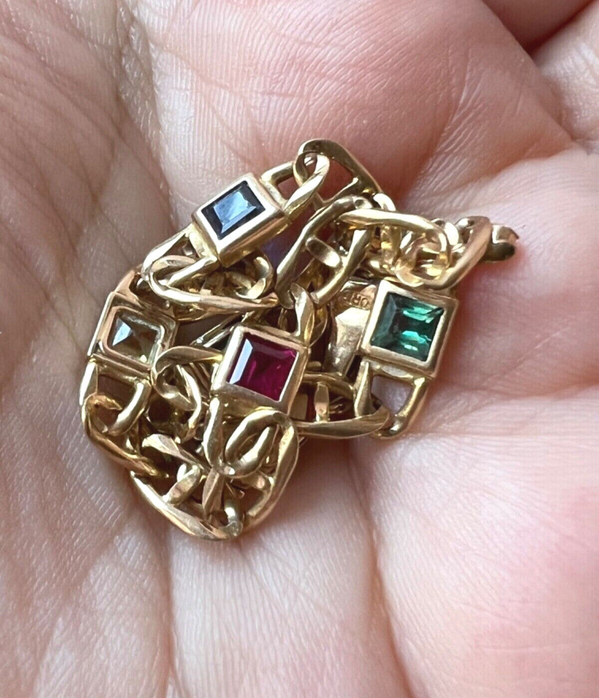 14K YELLOW GOLD MULTI GEMSTONES FIGARO BRACELET MADE IN ITALY CANDY COLORS