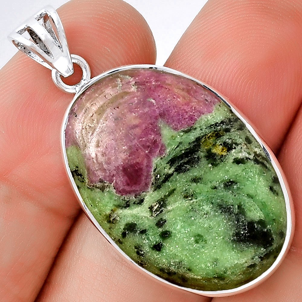 Natural Ruby-Zoisite – Africa 925 Sterling Silver Pendant Jewelry P-1001