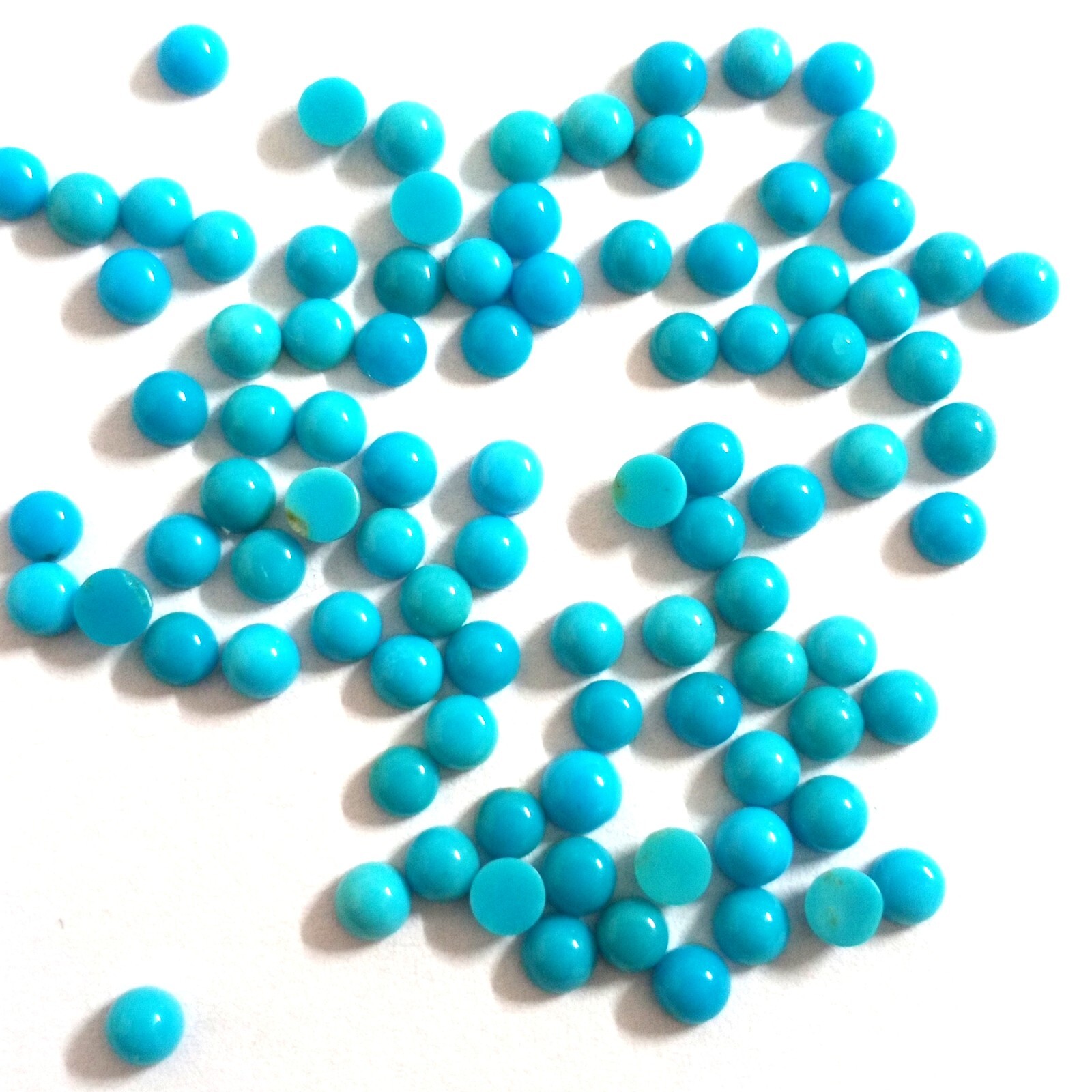 Natural Turquoise Round Cabochon Calibrated Size 2mm To 4mm Flat Back Gemstone