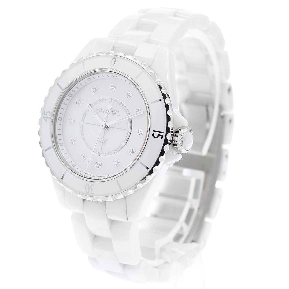 CHANEL J12 H5703 White ceramic 12P diamond white Dial Quartz Ladies Watch_966459