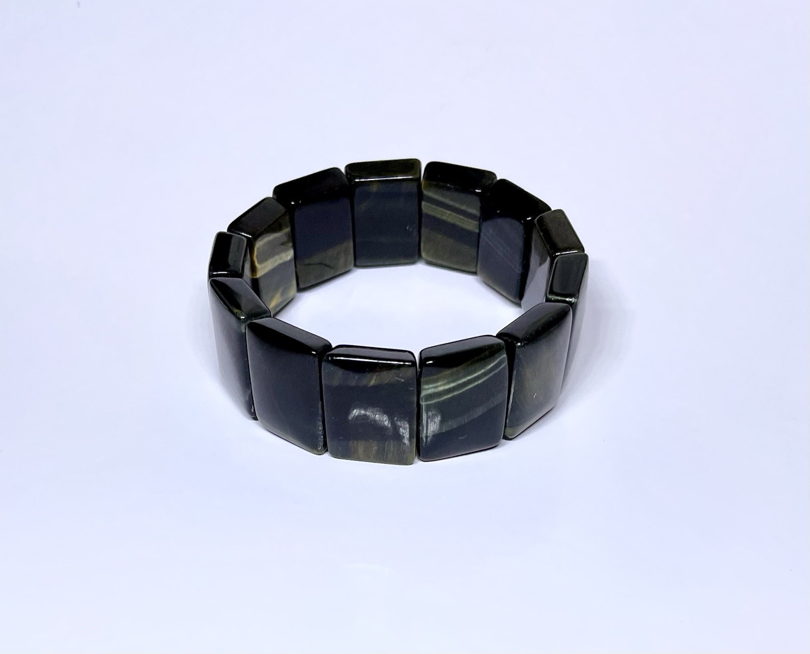 Hawks Eye Stone Men Bracelet 16x20mm 13 Beads